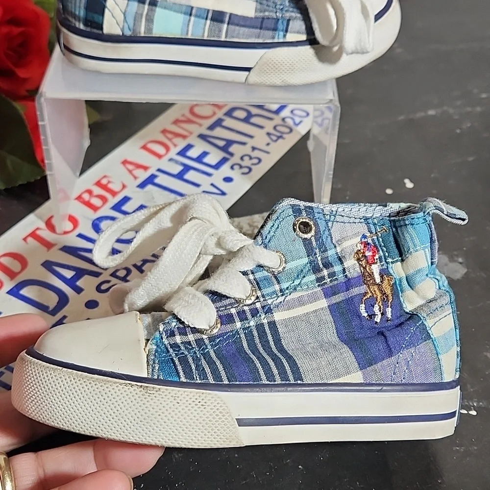 POLO Embroidered Hi Top Sneakers 5 Blue